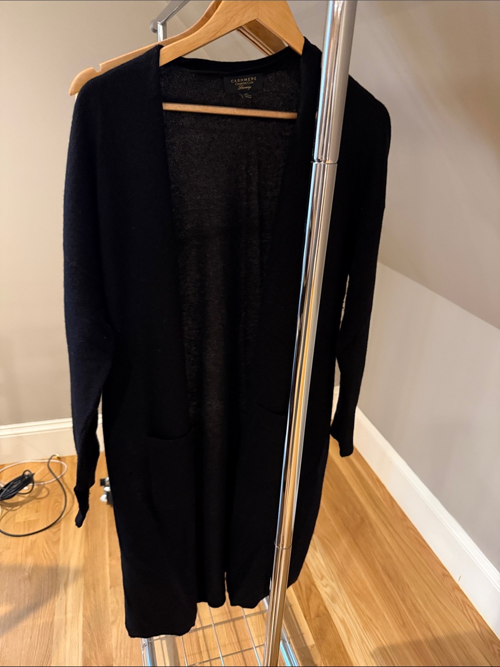 Charter Club Black Long Open-Front Cardigan